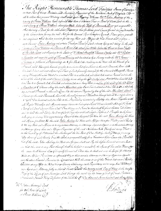 1739 Thomas Gowing living next to Robert Alexander, Owsley, Strutfield, and Awbrey in Stafford Co, Va MARKED