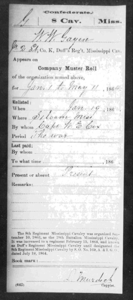 W W Goyen 8th Miss Cav Jan 19, 1864 to June 10, 1864 killed Brice's Crossroads_Page_3