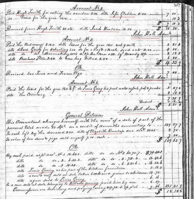 1807 Henry Going accounting returns in court mins p2