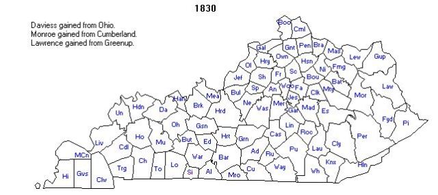 Kentucky Counties in 1830