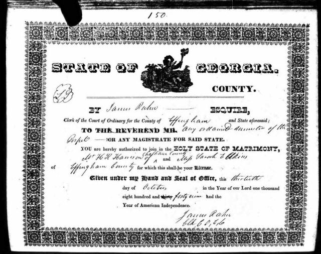 1849 marriage records Harris K Harrison to Sarah Elkins in Ga 02